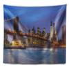 Designart ' Brooklyn Bridge with Lights and Reflections' Cityscape Tapestry Blanket Dcor Wall Art for Home and Office, Created On Lightweight Polyester Fabric x Large: 92 in. x 78 in view 2