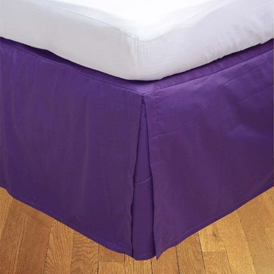 Selection Bedding Collection 1 PC Split Corner Bed Skirt 100% Egyptian Cotton Super Luxurious 300 Thread Count Drop Length 17 Inches. (Twil XL, Purple)