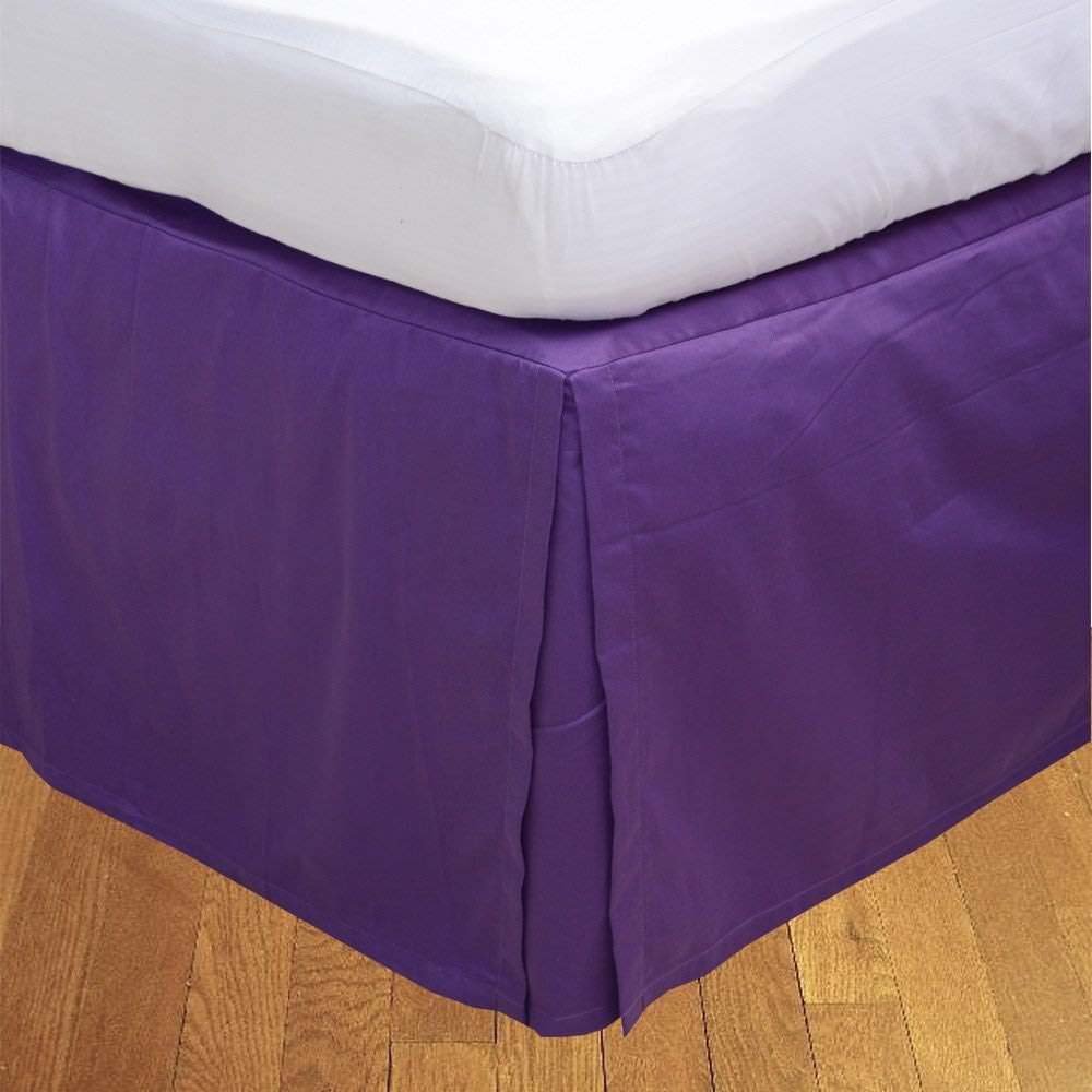 Selection Bedding Collection 1 PC Split Corner Bed Skirt 100% Egyptian Cotton Super Luxurious 300 Thread Count Drop Length 17 Inches. (Twil XL, Purple)
