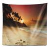 Designart ' Amazing Sunset and Beach in Sri Lanka' Modern Seashore Tapestry Blanket Dcor Wall Art for Home and Office, Created On Lightweight Polyester Fabric x Large: 92 in. x 78 in view 2