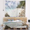 Designart ' Barbados Island White Seashore' Modern Seascape Tapestry Blanket Dcor Wall Art for Home and Office, Created On Lightweight Polyester Fabric x Large: 92 in. x 78 in view 1
