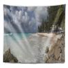 Designart ' Barbados Island White Seashore' Modern Seascape Tapestry Blanket Dcor Wall Art for Home and Office, Created On Lightweight Polyester Fabric x Large: 92 in. x 78 in view 2
