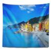 Designart ' Camogli Church on Sea and Beach View' Seashore Tapestry Blanket Dcor Wall Art for Home and Office, Created On Lightweight Polyester Fabric x Large: 92 in. x 78 in view 2