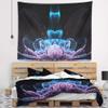 Designart ' Fractal Flower Blue Purple Digital Floral Tapestry Blanket Dcor Wall Art for Home and Office, Created On Lightweight Polyester Fabric Medium: 39 in. x 32 in view 1