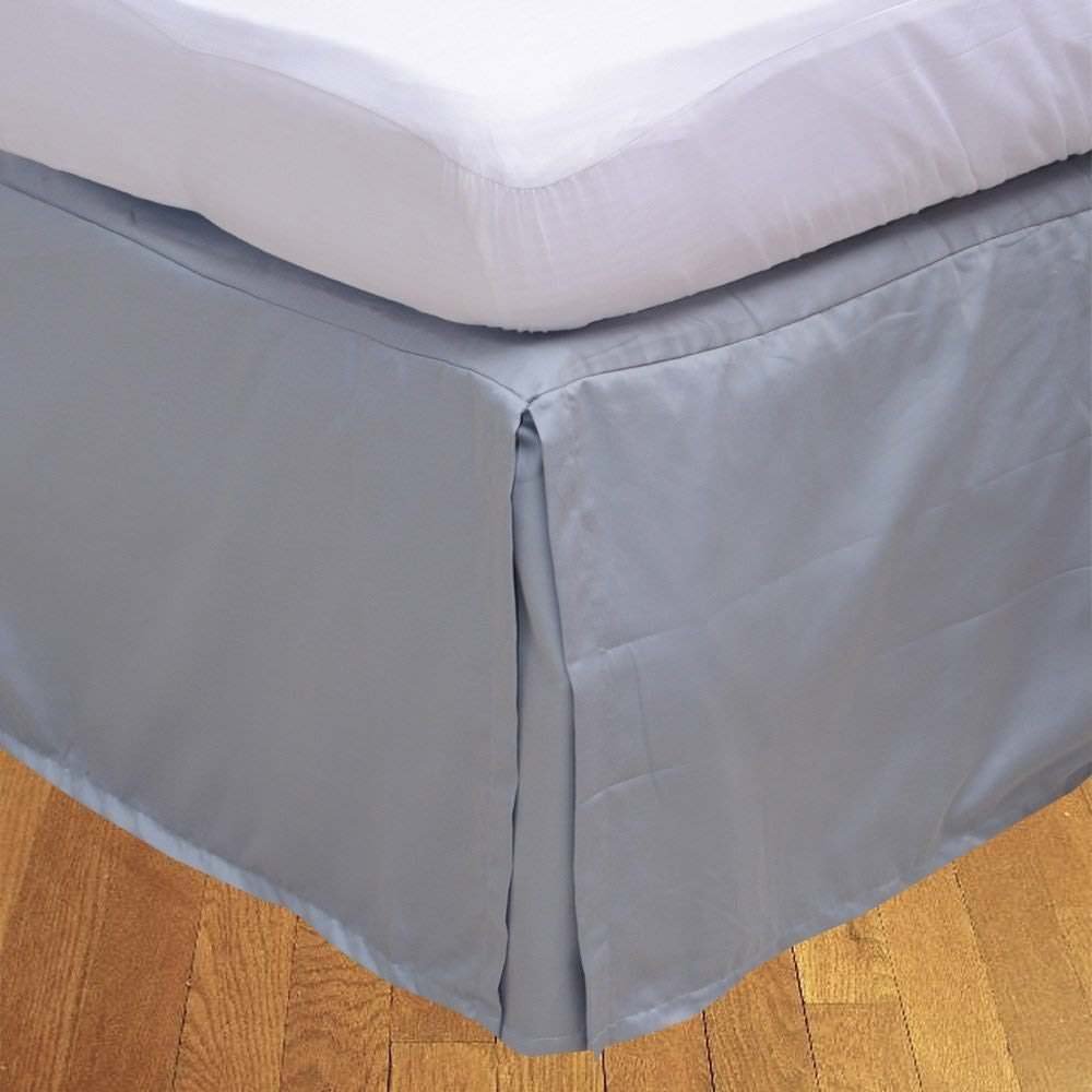 Selection Bedding Collection 1 PC Split Corner Bed Skirt 100% Egyptian Cotton Super Luxurious 300 Thread Count Drop Length 17 Inches. (Twil XL, Silver Grey)