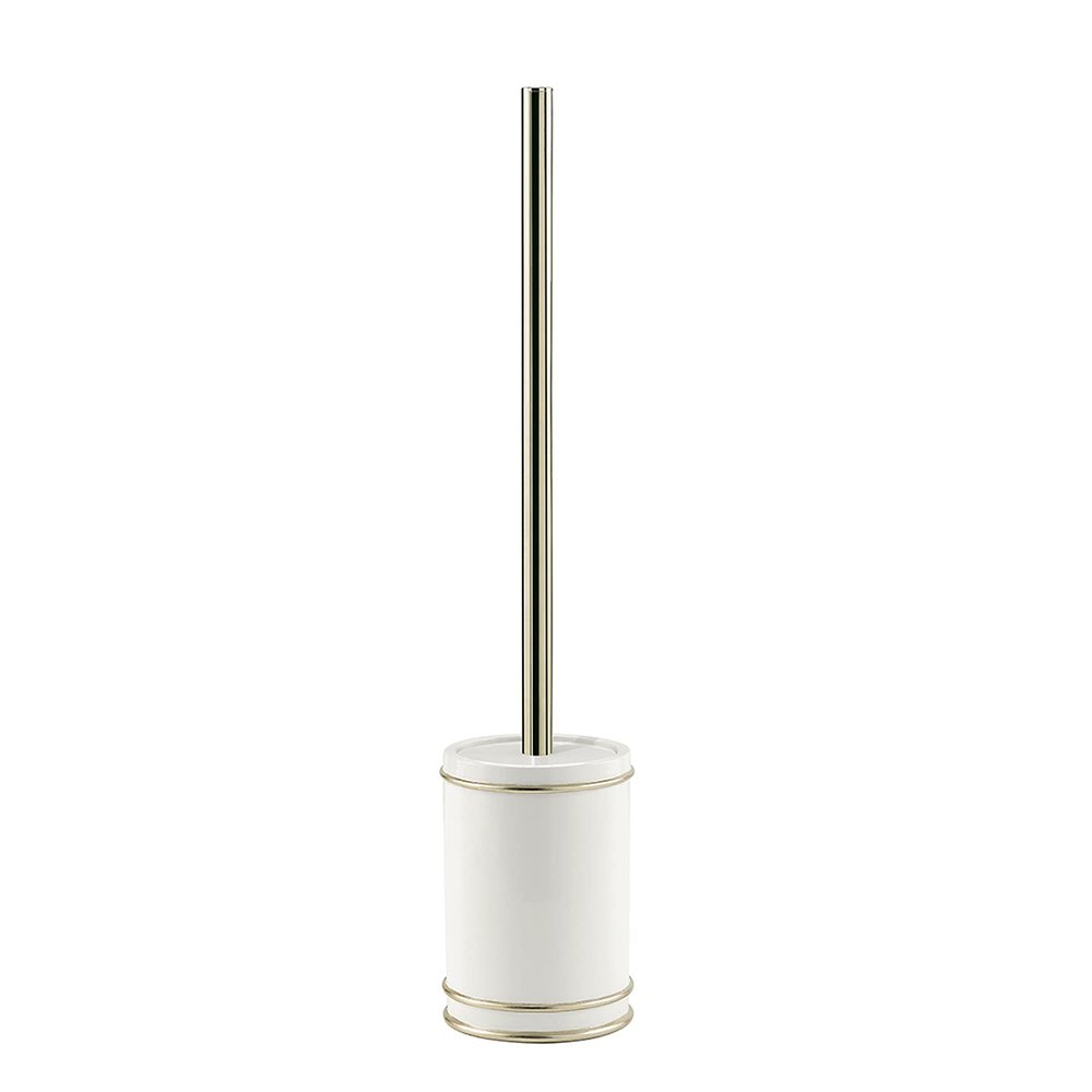 Gedy Olimpia Toilet Brush Toilet, Resin, Blanco-oro, 9.5 x 9.5 x 45