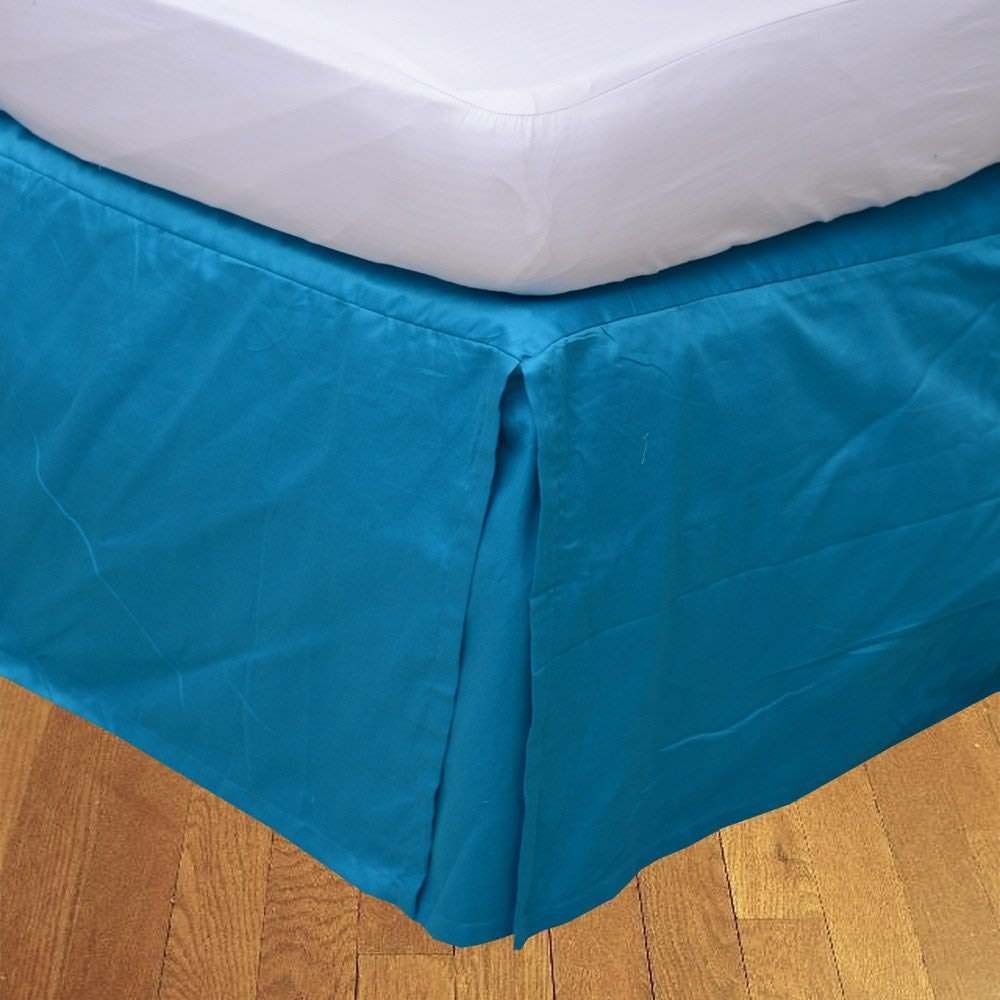 Selection Bedding Collection 1 PC Split Corner Bed Skirt 100% Egyptian Cotton Super Luxurious 300 Thread Count Drop Length 17 Inches. (Twil XL, Turquoise Blue)