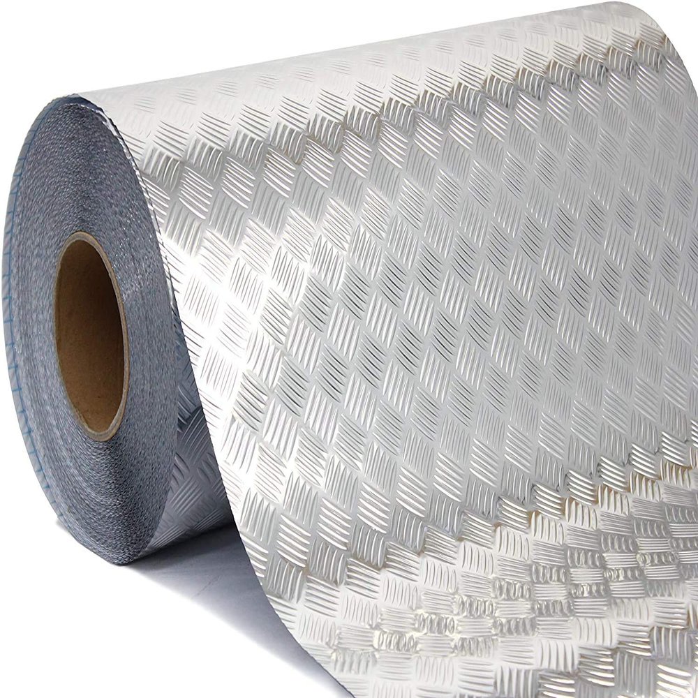 VViViD Metallic Industrial Diamond Plate Chrome Finish Self-Adhesive Vinyl Sheet Roll for Craft & Hobby Application (Silver 10ft x 17.8 inches)