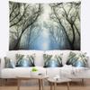 Designart ' Blue Light in Foggy Autumn' Landscape Photo Tapestry Blanket Dcor Wall Art for Home and Office, Created On Lightweight Polyester Fabric x Large: 92 in. x 78 in view 1