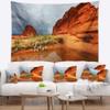 Designart ' Clear Lake Vermillion Cliffs' Landscape Tapestry Blanket Dcor Wall Art for Home and Office, Created On Lightweight Polyester Fabric x Large: 92 in. x 78 in view 1