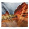 Designart ' Clear Lake Vermillion Cliffs' Landscape Tapestry Blanket Dcor Wall Art for Home and Office, Created On Lightweight Polyester Fabric x Large: 92 in. x 78 in view 2