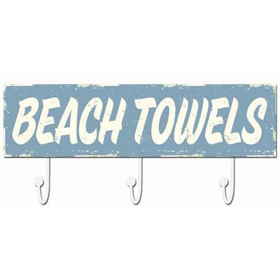 SIXTREES Beach Towels Wood 16x5 Box Sign/Hanger (r) -