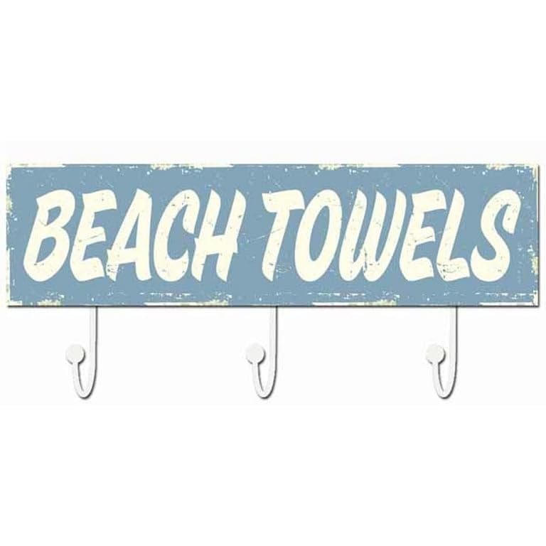 SIXTREES Beach Towels Wood 16x5 Box Sign/Hanger (r) -