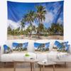 Designart ' Anakena Beach in Easter Island' Seascape Tapestry Blanket Dcor Wall Art for Home and Office, Created On Lightweight Polyester Fabric x Large: 92 in. x 78 in view 1