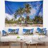 Designart ' Anakena Beach in Easter Island' Seascape Tapestry Blanket Dcor Wall Art for Home and Office, Created On Lightweight Polyester Fabric x Large: 92 in. x 78 in view 2