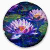 Designart CU6292-20-20-C Blue Lotus Oil Painting' Floral Round Throw Pillow, 20" view 1