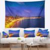 Designart ' Benidorm Poniente Beach Sunset' Seascape Tapestry Blanket Dcor Wall Art for Home and Office, Created On Lightweight Polyester Fabric x Large: 92 in. x 78 in view 1