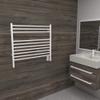 Amba Jeeves KSW Model K-Straight 10-Bar Hardwired Towel Warmer in White view 2