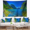 Designart ' Panoramic View of Norwegian Fjord' Landscape Tapestry Blanket Dcor Wall Art for Home and Office x Large: 92 in. x 78 in view 1