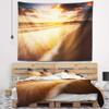 Designart ' Amazing Sunrise Over Australian Beach' Seashore Tapestry Blanket Dcor Wall Art for Home and Office, Created on Lightweight Polyester Fabric Medium: 39 in. x 32 in view 1