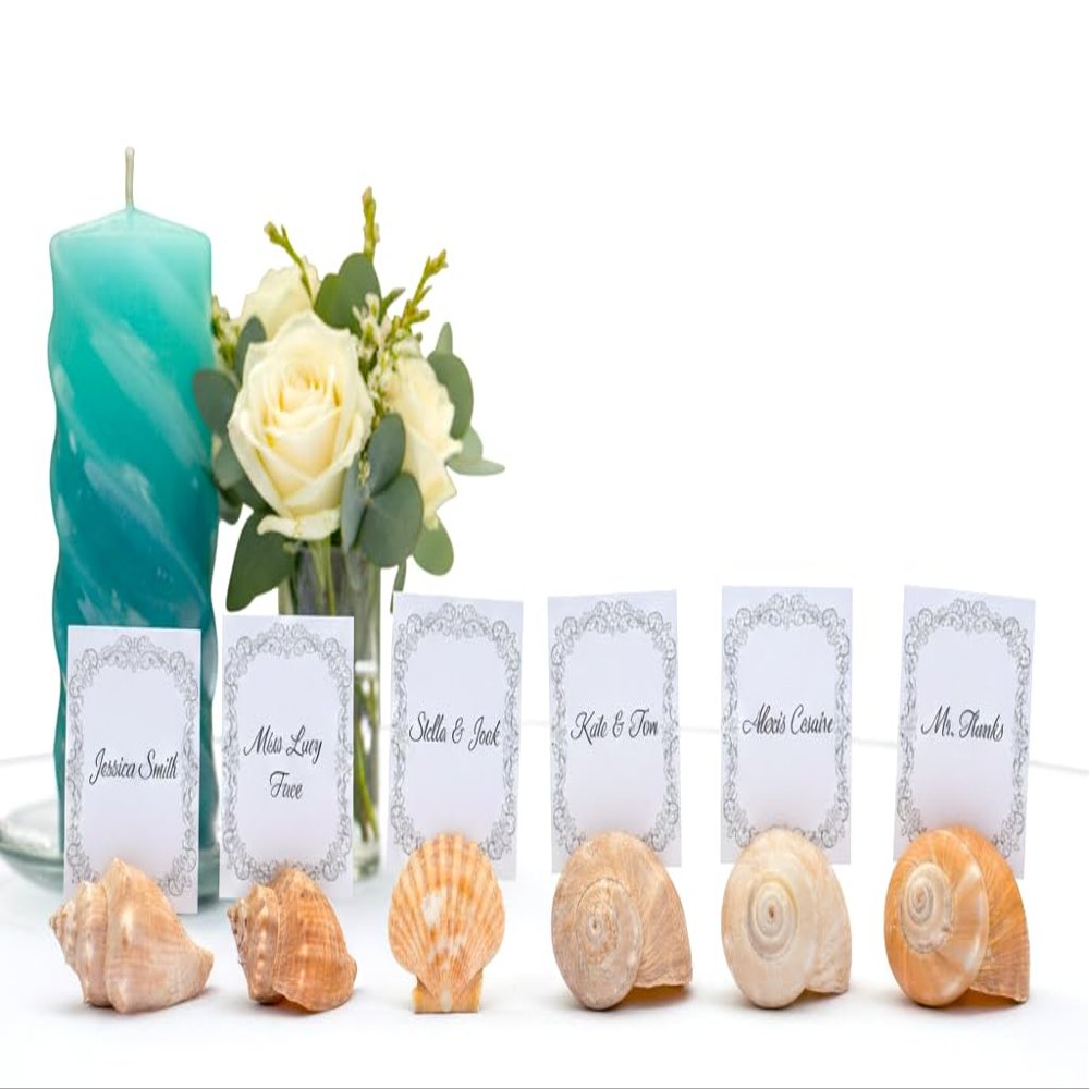 Pack of 12- Starfish Place Card Holders, Beach Wedding Table Number Holders, Nautical Escort Card Stands, Shell Name Card Holders, Marine Wedding Menu Holders, Tropical Reception Table Accents