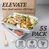 Spare Essentials (55 Count) 2.25LB Aluminum Containers with Lids (8.5"x6") - Disposable Foil Container for Takeout, Baking, Freezing, Food Storage - Aluminum Pans with Lids, To Go Containers view 3