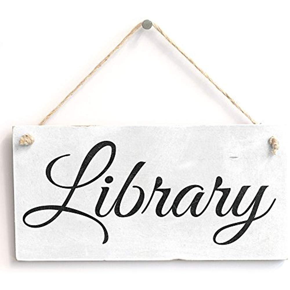 123RoyWarner Library Handmade Shabby Chic Wooden Sign Plaque