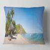 Designart Beach with Chairs and Umbrellas' Seashore Photo Throw Cushion Pillow Cover for Living Room, Sofa 16 in. x 16 in view 1
