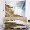 Designart ' Dark Red Rocks and Foam Waves' Seascape Tapestry Blanket Dcor Wall Art for Home and Office x Large: 92" x 78" view 1