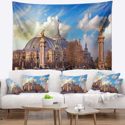 Designart ' Famous Palace in Paris' Modern Cityscape Tapestry Blanket Dcor Wall Art for Home and Office x Large: 92 in. x 78 in