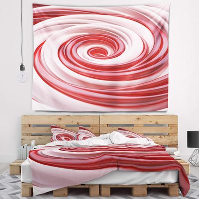 Designart ' Beautiful Candy Cane Spiral' Abstract Tapestry Blanket Dcor Wall Art for Home and Office, Created On Lightweight Polyester Fabric x Large: 92 in. x 78 in
