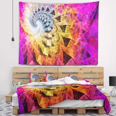 Designart ' Colorful Spiral Kaleidoscope' Abstract Tapestry Blanket Dcor Wall Art for Home and Office, Created On Lightweight Polyester Fabric x Large: 92 in. x 78 in