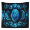 Designart ' Blue Exotic Pattern on Black' Abstract Tapestry Blanket Dcor Wall Art for Home and Office, Created On Lightweight Polyester Fabric x Large: 92 in. x 78 in view 2