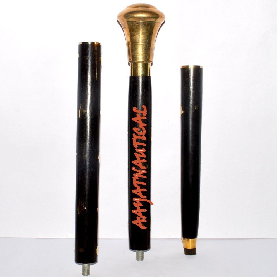 Mahira Nautical VINTAGE ROUND BRASS DESIGNER HANDLE WALKING STICKS & CANES FOR MEN AND WOMEN.