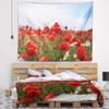 Designart ' Red Poppies Under Bright Blue Sky' Flower Tapestry Blanket Dcor Wall Art for Home and Office, Created On Lightweight Polyester Fabric x Large: 92 in. x 78 in view 1