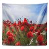 Designart ' Red Poppies Under Bright Blue Sky' Flower Tapestry Blanket Dcor Wall Art for Home and Office, Created On Lightweight Polyester Fabric x Large: 92 in. x 78 in view 2