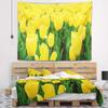 Designart ' Bright Tulip Flowers in Garden' Floral Tapestry Blanket Dcor Wall Art for Home and Office, Created on Lightweight Polyester Fabric Medium: 39" x 32" view 1