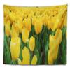 Designart ' Bright Tulip Flowers in Garden' Floral Tapestry Blanket Dcor Wall Art for Home and Office, Created on Lightweight Polyester Fabric Medium: 39" x 32" view 2