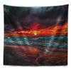 Designart ' Red Sunset Over Blue Waters' Seascape Tapestry Blanket Dcor Wall Art for Home and Office, Created On Lightweight Polyester Fabric Medium: 39 in. x 32 in view 2