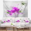 Designart ' Purple Flower Sketch with Stem' Floral Tapestry Blanket Dcor Wall Art for Home and Office, Created On Lightweight Polyester Fabric Medium: 32 in. x 39 in view 1