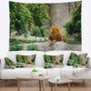 Designart ' Big Lion Lying On Stones in Zoo' Landscape Tapestry Blanket Dcor Wall Art for Home and Office X-Large: 92 in. x 78 in view 1