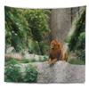 Designart ' Big Lion Lying On Stones in Zoo' Landscape Tapestry Blanket Dcor Wall Art for Home and Office X-Large: 92 in. x 78 in view 2