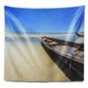 Designart ' Traditional Thai Boat on Beach' Seashore Tapestry Blanket Dcor Wall Art for Home and Office Medium: 39" x 32" view 2
