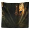 Designart ' Deer in Sunset in Deep Forest Tapestry Blanket Dcor Wall Art for Home and Office, Created On Lightweight Polyester Fabric x Large: 80 in. x 68 in view 2
