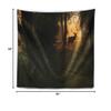 Designart ' Deer in Sunset in Deep Forest Tapestry Blanket Dcor Wall Art for Home and Office, Created On Lightweight Polyester Fabric x Large: 80 in. x 68 in view 4