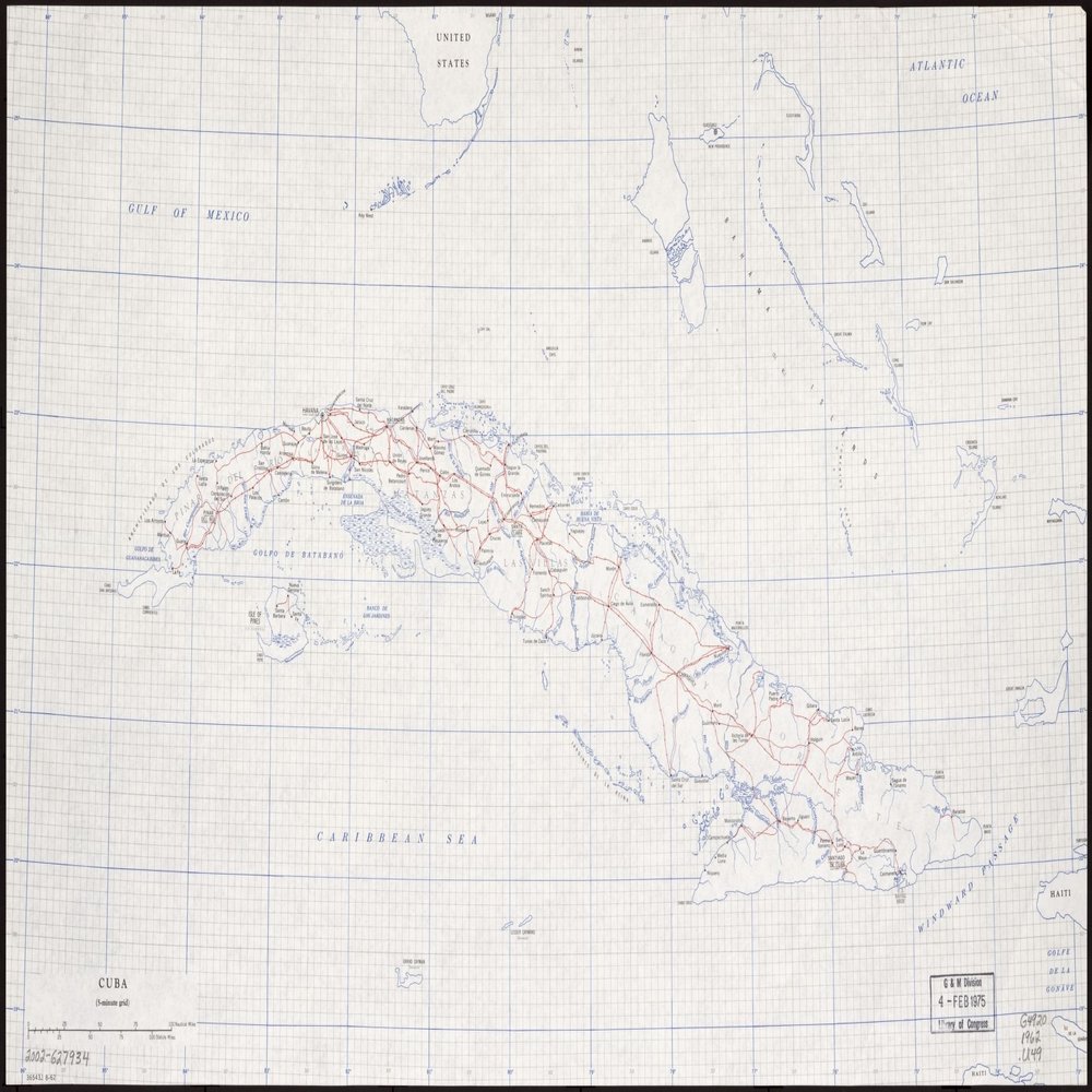 14" x 24" 1962 Map Of Cuba & Places Within