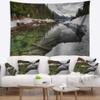 Designart ' Crystal Clear Lake with Pine Trees' Landscape Tapestry Blanket Dcor Wall Art for Home and Office, Created On Lightweight Polyester Fabric x Large: 92 in. x 78 in view 2