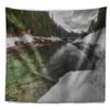 Designart ' Crystal Clear Lake with Pine Trees' Landscape Tapestry Blanket Dcor Wall Art for Home and Office, Created On Lightweight Polyester Fabric x Large: 92 in. x 78 in view 3
