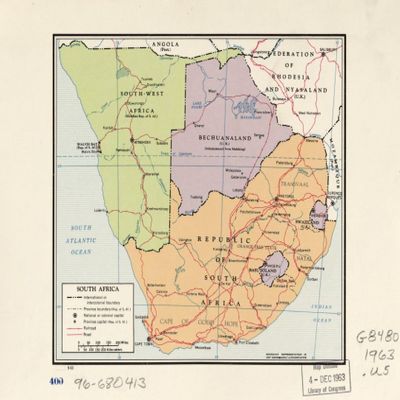 18" x 24" 1963 Map Of South Africa Railroads Roads