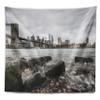 Designart ' Brooklyn Bridge with Rocks on Shore' Cityscape Tapestry Blanket Dcor Wall Art for Home and Office x Large: 92 in. x 78 in view 2